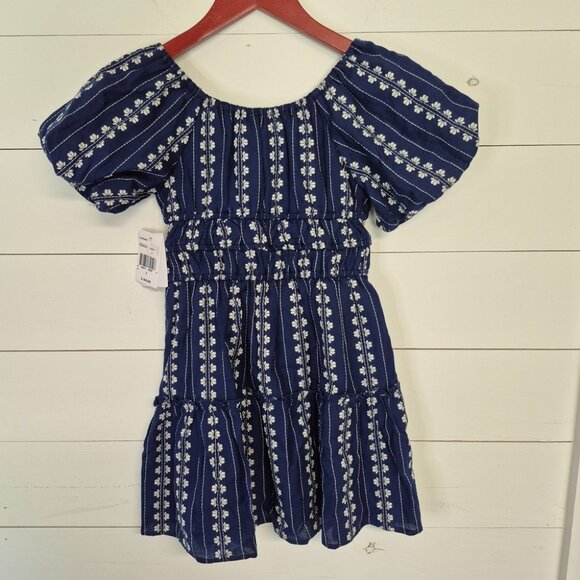 Speechless Kids Navy Dress Size 7 Short Puff Sleeves Elastic Waist - Picture 5 of 7